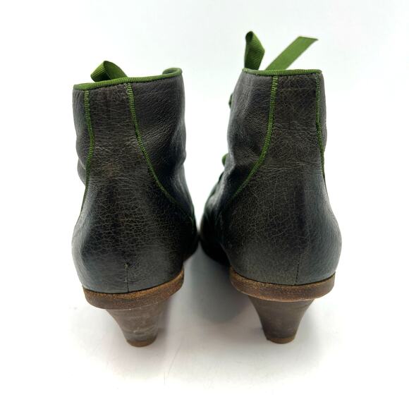Tracey Neuls Green Leather Ankle Booties TN29 - Picture 10 of 11